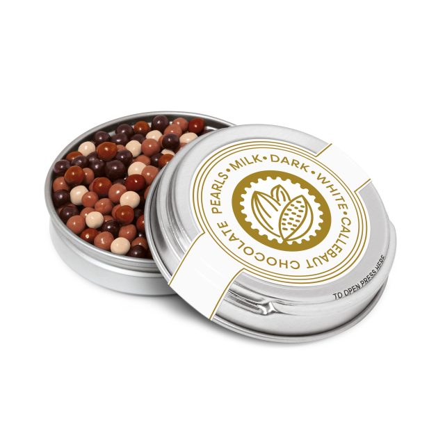 Caviar Tin – Chocolate Pearls – Silver