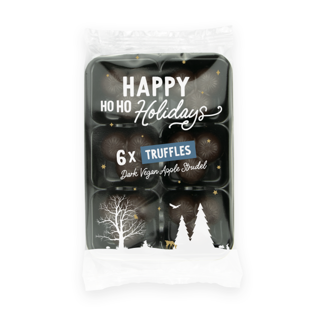 Winter Collection – Flow Wrapped Tray – Dark Vegan Apple Strudel – x6 – Chocolate Truffles