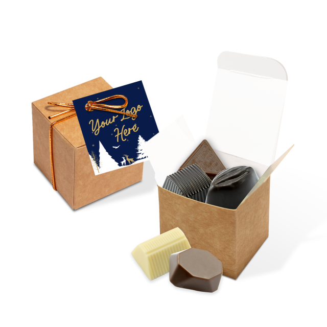 Winter Collection – Eco Kraft Cube – 5x Chocolate Truffles