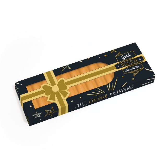 New Years – Eco 12 Baton Bar Box – Gold Chocolate Bar – Present Box – 32% Cocoa